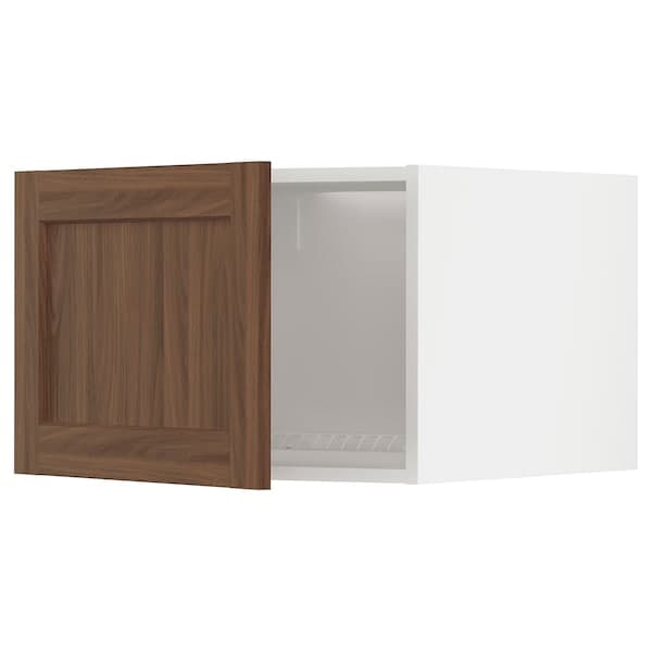 METOD - Top cabinet for fridge/freezer, white Enköping/brown walnut effect, 60x40 cm