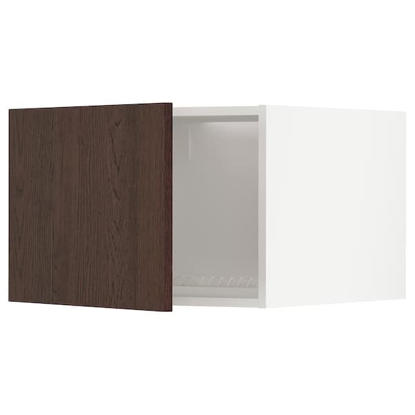 Ikea METOD - Top cabinet for fridge/freezer, white/Sinarp brown , 60x40 cm
