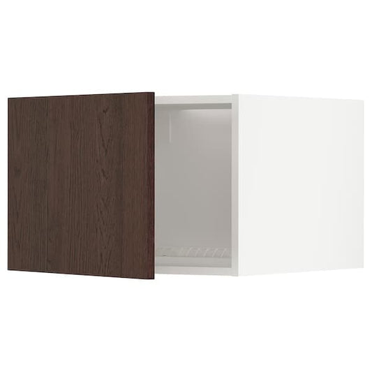 Ikea METOD - Top cabinet for fridge/freezer, white/Sinarp brown , 60x40 cm