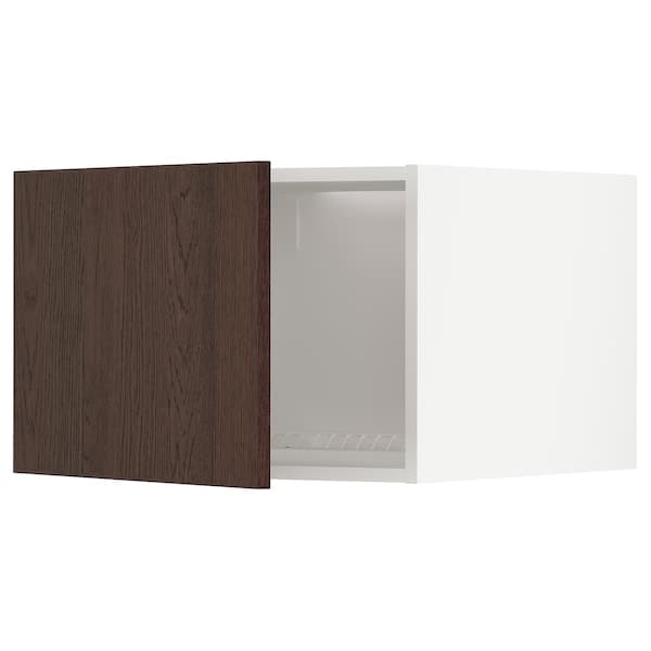 METOD - Top cabinet for fridge/freezer, white/Sinarp brown , 60x40 cm