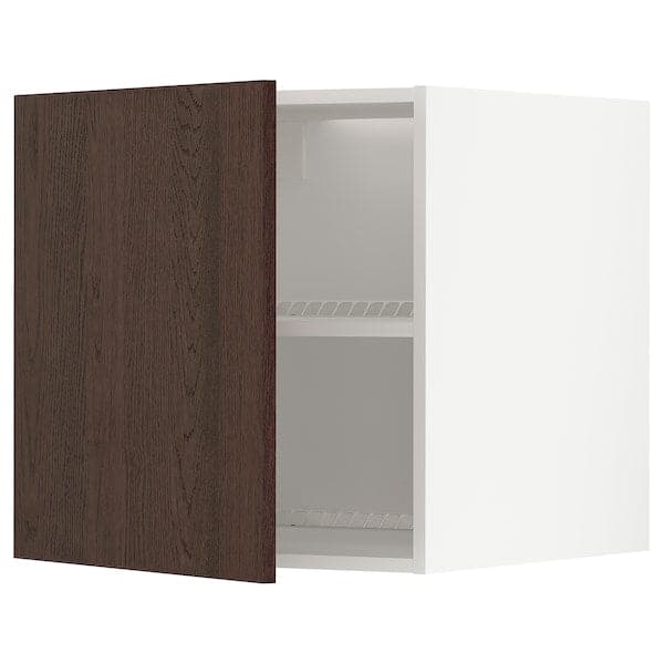 Ikea METOD - Top cabinet for fridge/freezer, white/Sinarp brown , 60x60 cm