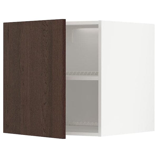 Ikea METOD - Top cabinet for fridge/freezer, white/Sinarp brown , 60x60 cm