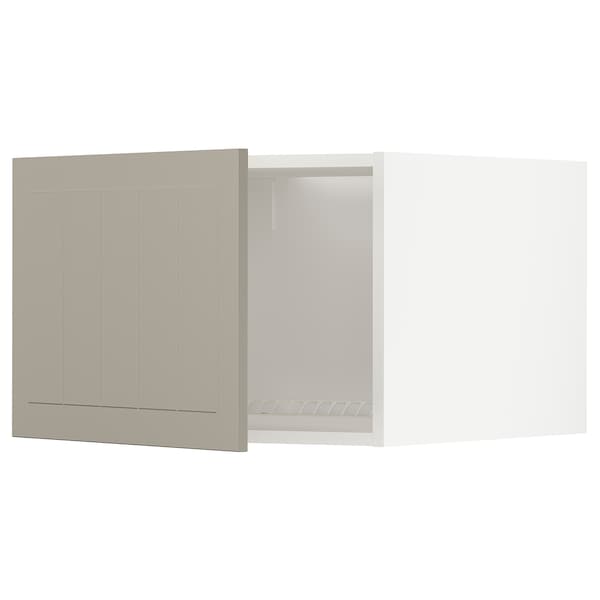 METOD - Top cabinet for fridge/freezer, white/Stensund beige, 60x40 cm - best price from Maltashopper.com 69454593