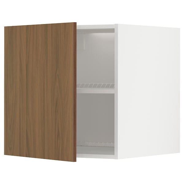 METOD - Top cabinet for fridge/freezer, white/Tistorp brown walnut effect, 60x60 cm - best price from Maltashopper.com 69519556