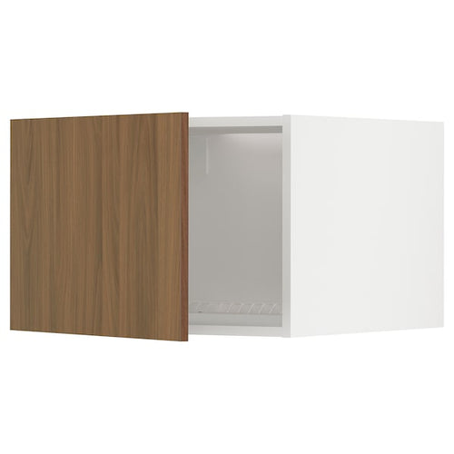 METOD - Top cabinet for fridge/freezer, white/Tistorp brown walnut effect, 60x40 cm