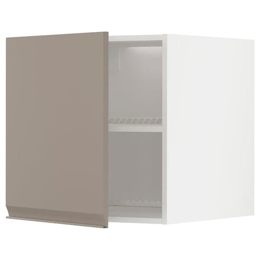 Ikea METOD - Top cabinet for fridge/freezer, white/Upplöv matt dark beige , 60x60 cm