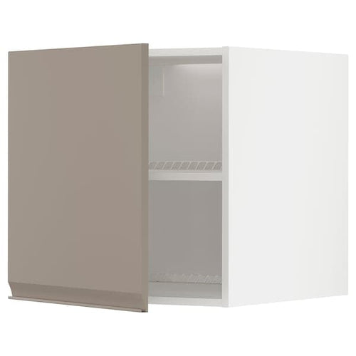 METOD - Top cabinet for fridge/freezer, white/Upplöv matt dark beige , 60x60 cm