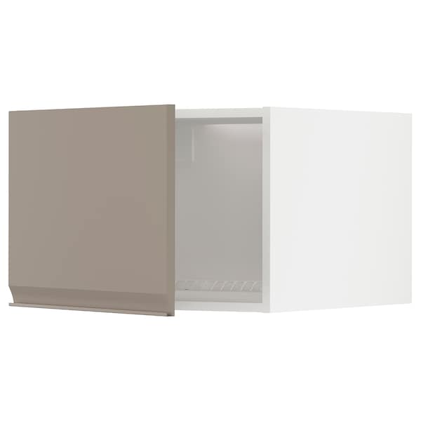 METOD - Top cabinet for fridge/freezer, white/Upplöv matt dark beige , - best price from Maltashopper.com 09491701