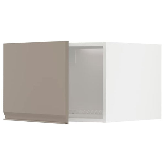 METOD - Top cabinet for fridge/freezer, white/Upplöv matt dark beige , - best price from Maltashopper.com 09491701
