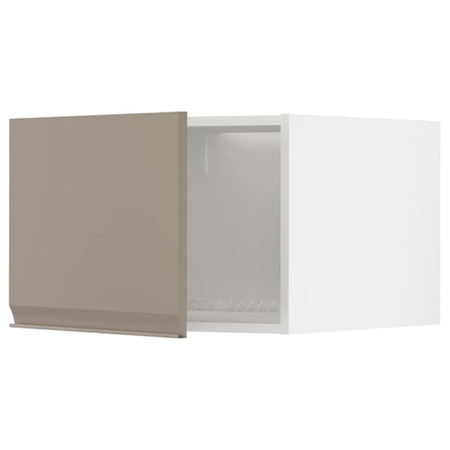 METOD top cabinet for fridge/freezer, white/Upplöv matt dark beige, 60x40 cm