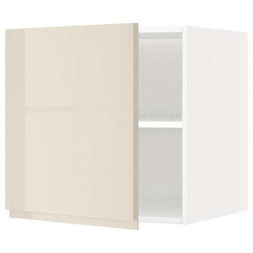 METOD - Top cabinet for fridge/freezer, white/Voxtorp high-gloss light beige, 60x60 cm