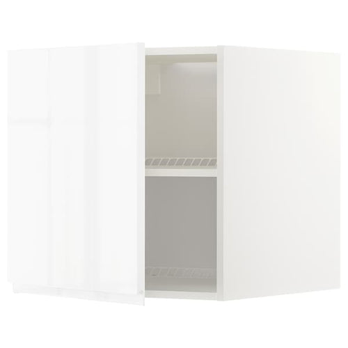 METOD - Top cabinet for fridge/freezer, white/Voxtorp high-gloss/white, 60x60 cm