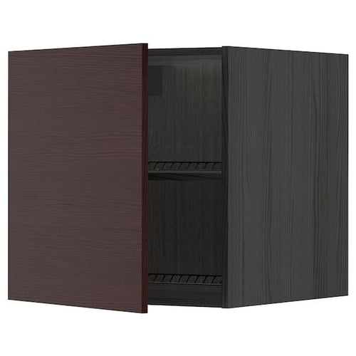 METOD - Top cabinet for fridge/freezer, black Askersund/dark brown ash effect, 60x60 cm