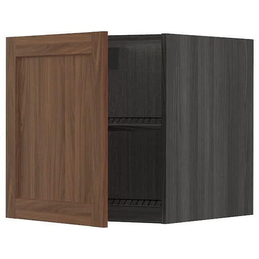 Ikea METOD - Top cabinet for fridge/freezer, black Enköping/brown walnut effect, 60x60 cm