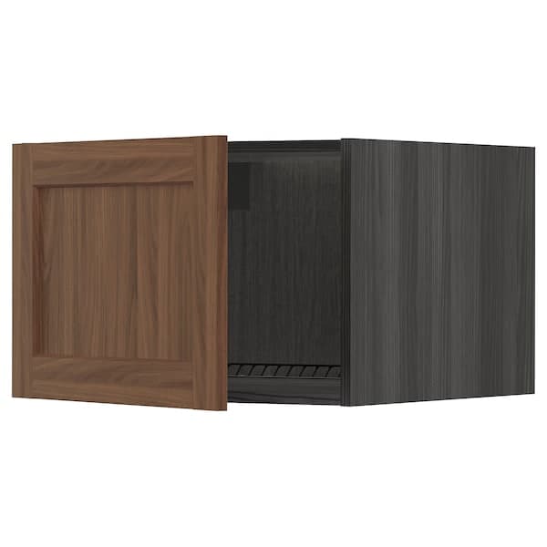METOD - Top cabinet for fridge/freezer, black Enköping/brown walnut effect, 60x40 cm - best price from Maltashopper.com 79476764