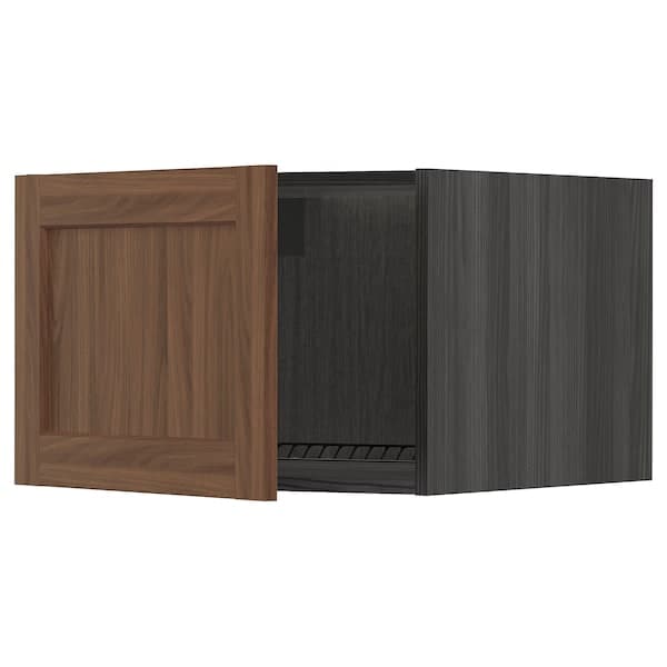 METOD - Top cabinet for fridge/freezer, black Enköping/brown walnut effect, 60x40 cm