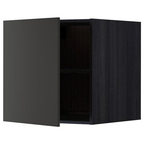 METOD - Top cabinet for fridge/freezer, black/Nickebo matt anthracite, 60x60 cm