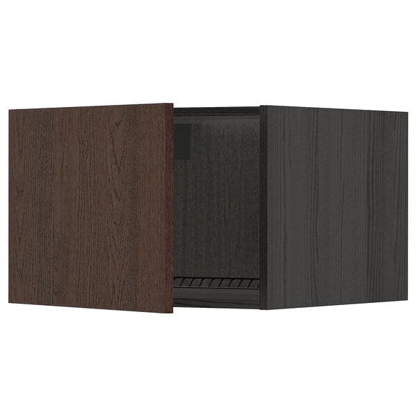 Ikea METOD - Top cabinet for fridge/freezer, black/Sinarp brown, 60x40 cm
