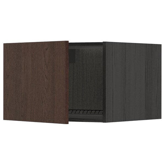 Ikea METOD - Top cabinet for fridge/freezer, black/Sinarp brown, 60x40 cm