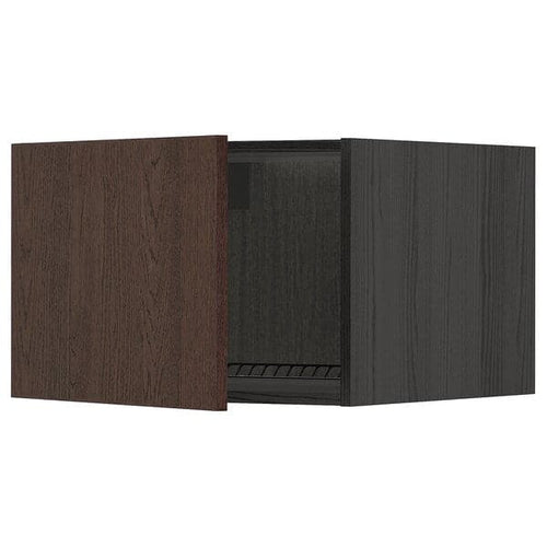 METOD - METOD Top cabinet for fridge/freezer, black/Sinarp brown, 60x40 cm