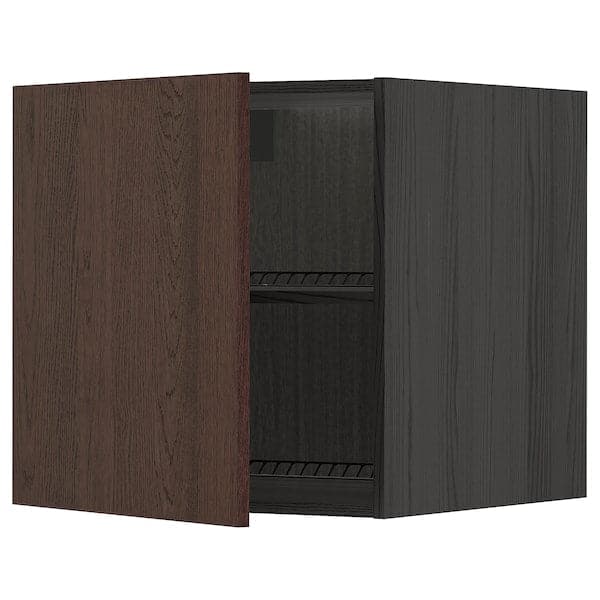 METOD - Top cabinet for fridge/freezer, black/Sinarp brown, 60x60 cm - best price from Maltashopper.com 99459848