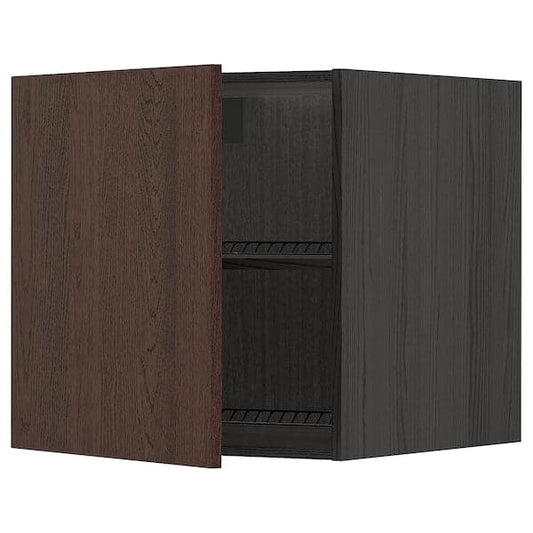 Ikea METOD - Top cabinet for fridge/freezer, black/Sinarp brown, 60x60 cm