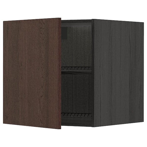 METOD - Top cabinet for fridge/freezer, black/Sinarp brown, 60x60 cm