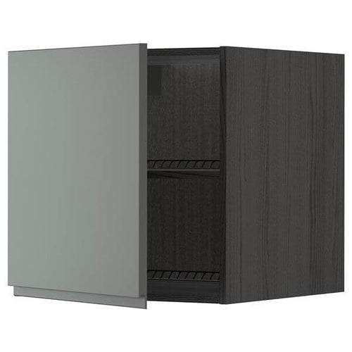 METOD - Top cabinet for fridge/freezer, black/Voxtorp dark grey , 60x60 cm