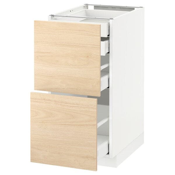 METOD / MAXIMERA - Base cb 2 frnts/2 low/1 md/1 hi drw, white/Askersund light ash effect, 40x60 cm