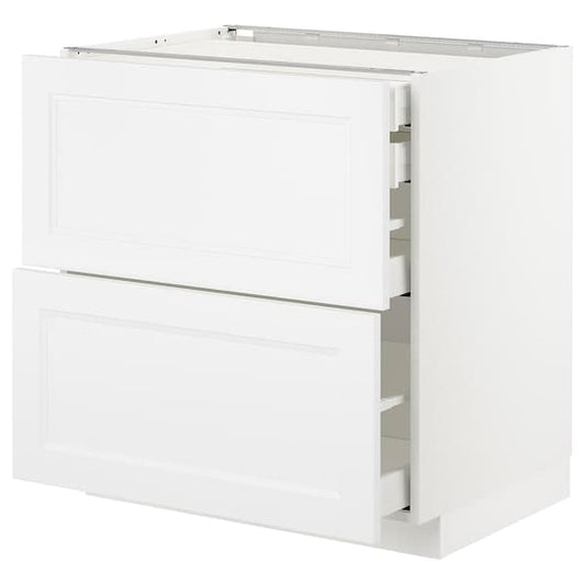 Ikea METOD / MAXIMERA - Base cb 2 frnts/2 low/1 md/1 hi drw, white/Axstad matt white, 80x60 cm