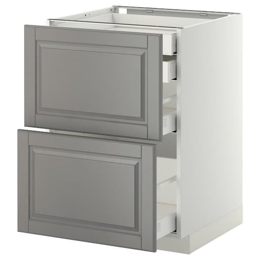 Ikea METOD / MAXIMERA - Base cb 2 frnts/2 low/1 md/1 hi drw, white/Bodbyn grey, 60x60 cm