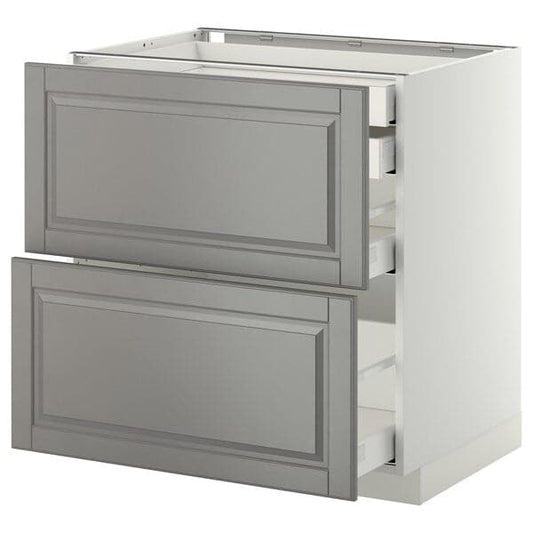 Ikea METOD / MAXIMERA - Base cb 2 frnts/2 low/1 md/1 hi drw, white/Bodbyn grey, 80x60 cm