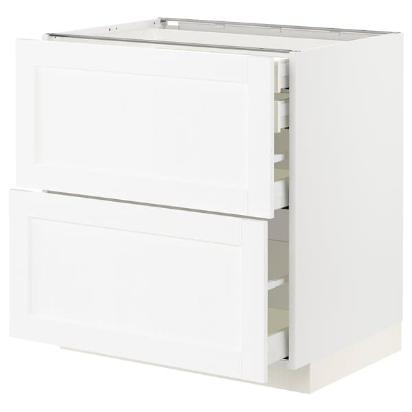 METOD / MAXIMERA - Base cb 2 frnts/2 low/1 md/1 hi drw, white Enköping/white wood effect, 80x60 cm - best price from Maltashopper.com 19473264