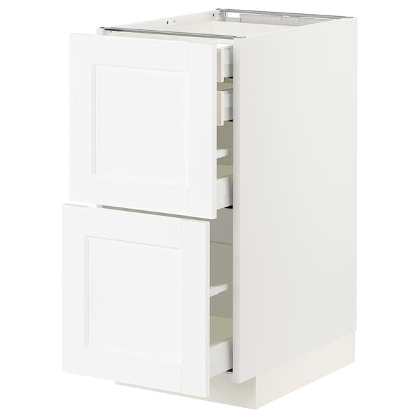 METOD / MAXIMERA - Base cb 2 frnts/2 low/1 md/1 hi drw, white Enköping/white wood effect, 40x60 cm