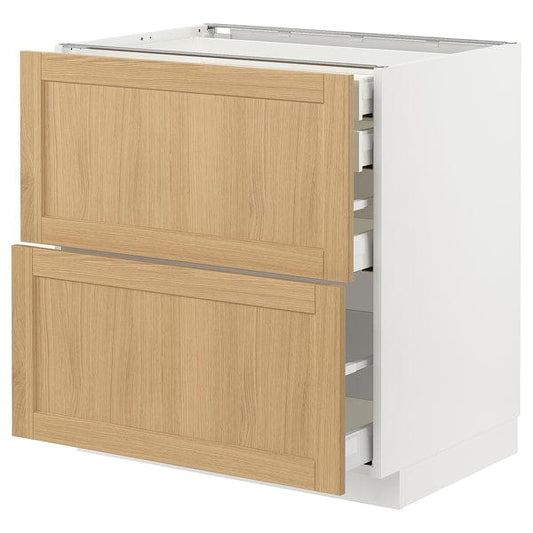 Ikea METOD / MAXIMERA - Base cb 2 frnts/2 low/1 md/1 hi drw, white/Forsbacka oak, 80x60 cm