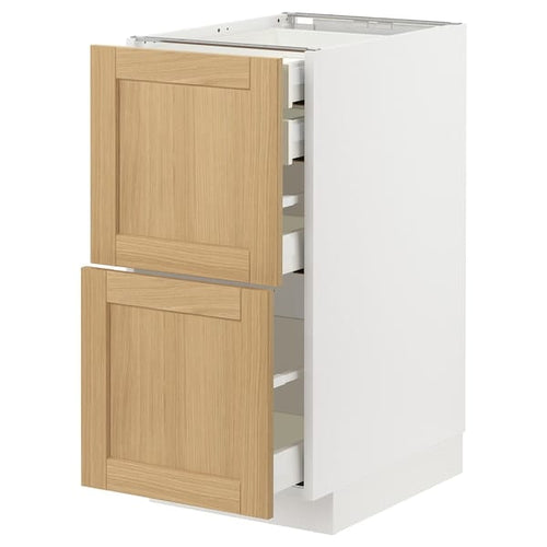 METOD / MAXIMERA base cb 2 frnts/2 low/1 md/1 hi drw, white/Forsbacka oak, 40x60 cm