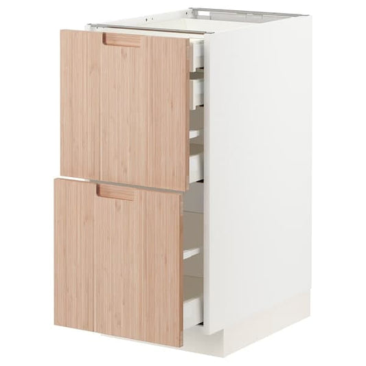 Ikea METOD / MAXIMERA - Base cb 2 frnts/2 low/1 md/1 hi drw, white/Fröjered light bamboo, 40x60 cm