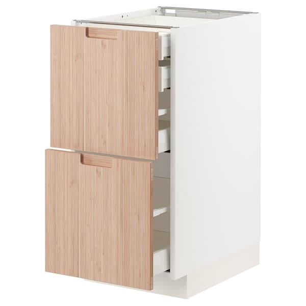 Ikea METOD / MAXIMERA - Base cb 2 frnts/2 low/1 md/1 hi drw, white/Fröjered light bamboo, 40x60 cm