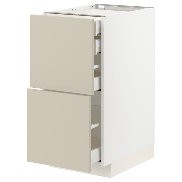 Ikea METOD / MAXIMERA - Base cb 2 frnts/2 low/1 md/1 hi drw, white/Havstorp beige, 40x60 cm