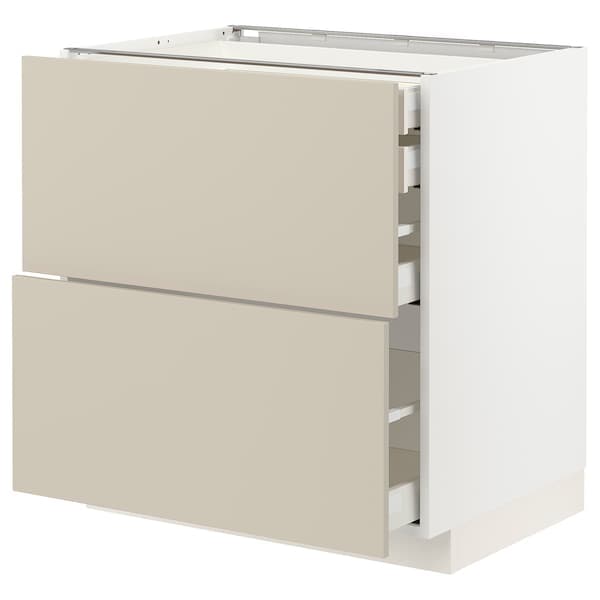METOD / MAXIMERA - Base cb 2 frnts/2 low/1 md/1 hi drw, white/Havstorp beige, 80x60 cm - best price from Maltashopper.com 79504045