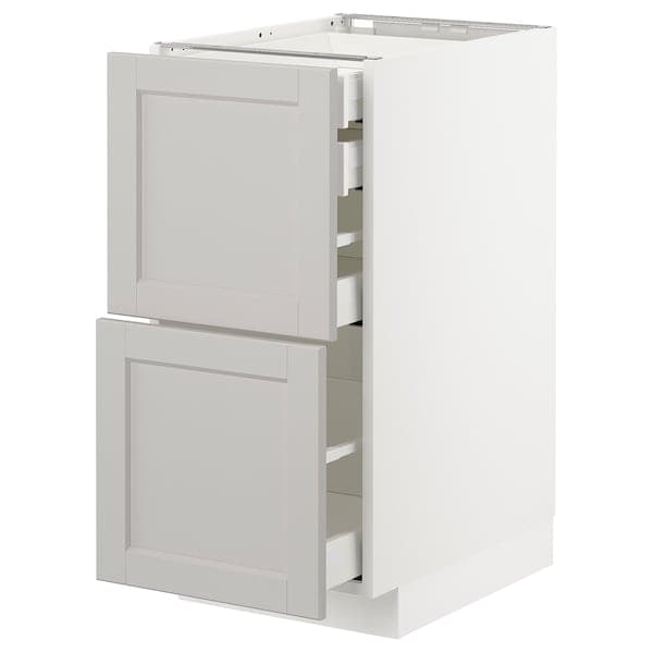 METOD / MAXIMERA - Base cb 2 frnts/2 low/1 md/1 hi drw, white/Lerhyttan light grey, 40x60 cm - best price from Maltashopper.com 79274332