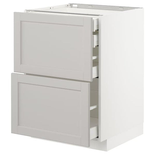 Ikea METOD / MAXIMERA - Base cb 2 frnts/2 low/1 md/1 hi drw, white/Lerhyttan light grey, 60x60 cm