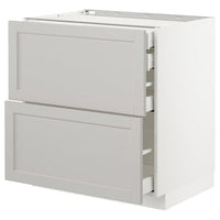 METOD / MAXIMERA base cb 2 frnts/2 low/1 md/1 hi drw, white/Lerhyttan light grey, 80x60 cm