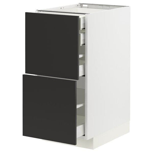 METOD / MAXIMERA - Base cb 2 frnts/2 low/1 md/1 hi drw, white/Nickebo matt anthracite, 40x60 cm