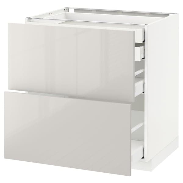 Ikea METOD / MAXIMERA - Base cb 2 frnts/2 low/1 md/1 hi drw, white/Ringhult light grey, 80x60 cm