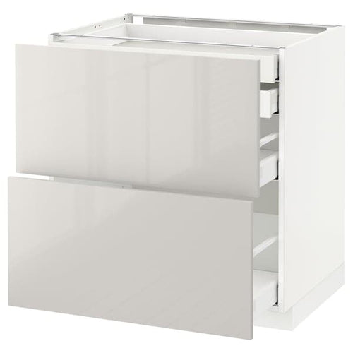 METOD / MAXIMERA base cb 2 frnts/2 low/1 md/1 hi drw, white/Ringhult light grey, 80x60 cm