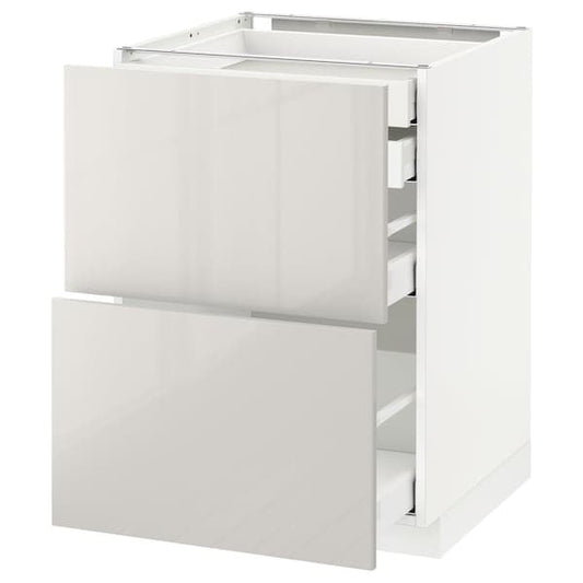 METOD / MAXIMERA - Base cb 2 frnts/2 low/1 md/1 hi drw, white/Ringhult light grey, 60x60 cm - best price from Maltashopper.com 79168402