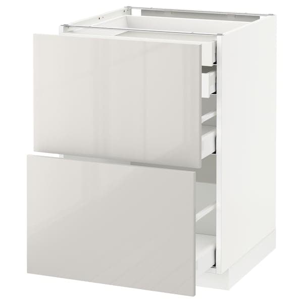 METOD / MAXIMERA - Base cb 2 frnts/2 low/1 md/1 hi drw, white/Ringhult light grey, 60x60 cm - best price from Maltashopper.com 79168402