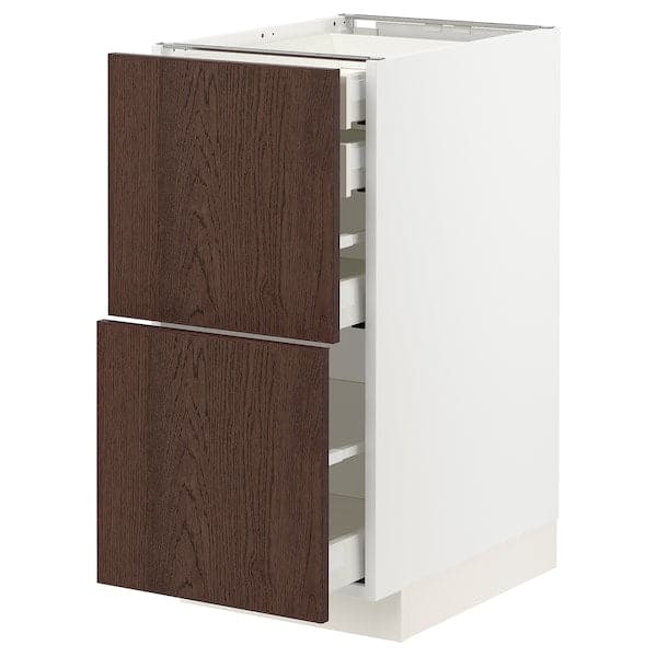 Ikea METOD / MAXIMERA - Base cb 2 frnts/2 low/1 md/1 hi drw, white/Sinarp brown , 40x60 cm