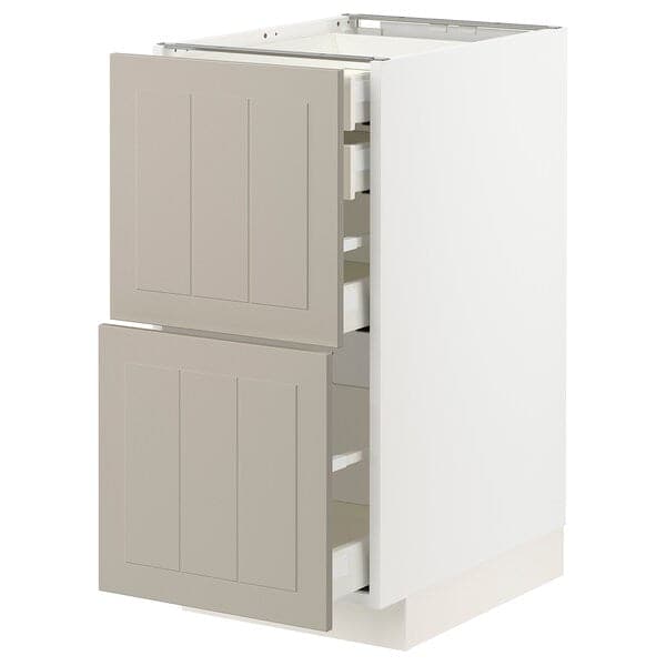 Ikea METOD / MAXIMERA - Base cb 2 frnts/2 low/1 md/1 hi drw, white/Stensund beige, 40x60 cm